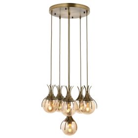Avonni AV-60161-6ET Eskitme Kaplama Modern E27 Metal Cam 50cm Avize