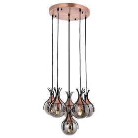Avonni AV-60161-6T-BSY Siyah Boyalı Modern E27 Metal Cam 50cm Avize