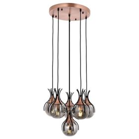 Avonni AV-60161-6T-BSY Siyah Boyalı Modern E27 Metal Cam 50cm Avize