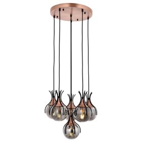 Avonni AV-60161-6T-BSY Siyah Boyalı Modern E27 Metal Cam 50cm Avize