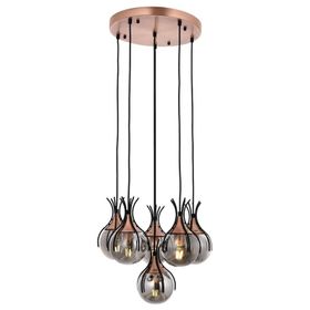Avonni AV-60161-6T-BSY Siyah Boyalı Modern E27 Metal Cam 50cm Avize