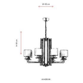 Avonni AV-60190-8K Krom Kaplama 80 cm Modern Avize