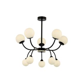 Avonni AV-60386-10BSY Siyah Boyalı G9 Metal Cam 80 cm Modern Avize