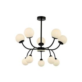Avonni AV-60386-10BSY Siyah Boyalı G9 Metal Cam 80 cm Modern Avize