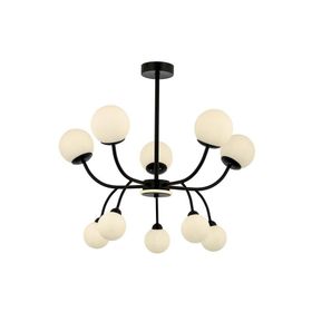 Avonni AV-60386-10BSY Siyah Boyalı G9 Metal Cam 80 cm Modern Avize