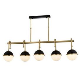 Avonni AV-60387-5EY Siyah Eskitme Boya-Kaplama E27 Metal Cam 100X15 cm Modern Avize