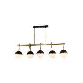 Avonni AV-60387-5EY Siyah Eskitme Boya-Kaplama E27 Metal Cam 100X15 cm Modern Avize