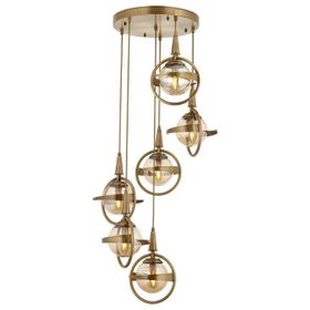 Avonni AV-60391-6ET Eskitme Kaplama E14 Metal Cam 40 cm Siyah Modern Avize