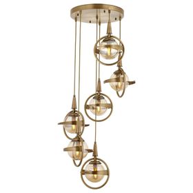 Avonni AV-60391-6ET Eskitme Kaplama E14 Metal Cam 40 cm Siyah Modern Avize