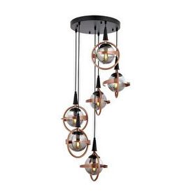 Avonni AV-60391-6T-BSY Siyah-Bakır Boya-Kaplama E14 Metal Cam 40 cm Siyah Modern Avize