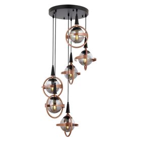Avonni AV-60391-6T-BSY Siyah-Bakır Boya-Kaplama E14 Metal Cam 40 cm Siyah Modern Avize