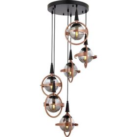 Avonni AV-60391-6T-BSY Siyah-Bakır Boya-Kaplama E14 Metal Cam 40 cm Siyah Modern Avize