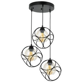 Avonni AV-65196-3T-BSY Siyah Boyalı Modern E27 Metal Cam 50cm Avize