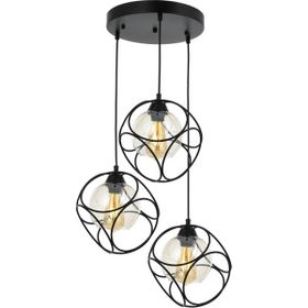 Avonni AV-65196-3T-BSY Siyah Boyalı Modern E27 Metal Cam 50cm Avize