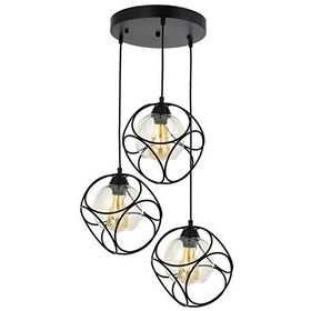 Avonni AV-65196-3T-BSY Siyah Boyalı Modern E27 Metal Cam 50cm Avize