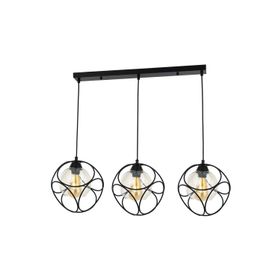 Avonni AV-65196-3Y-BSY Siyah Boyalı Modern E27 Metal Cam 85x25cm Avize