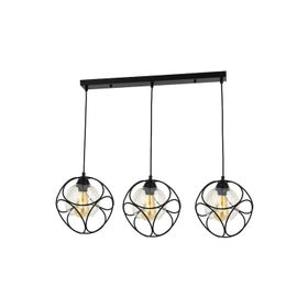 Avonni AV-65196-3Y-BSY Siyah Boyalı Modern E27 Metal Cam 85x25cm Avize