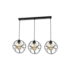 Avonni AV-65196-3Y-BSY Siyah Boyalı Modern E27 Metal Cam 85x25cm Avize