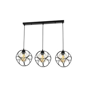 Avonni AV-65196-3Y-BSY Siyah Boyalı Modern E27 Metal Cam 85x25cm Avize