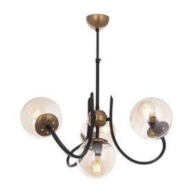 Avonni AV-65217-4BSY Eskitme Siyah Boyalı Metal Cam 58 cm Modern Avize