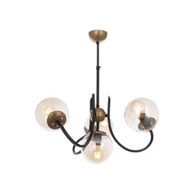 Avonni AV-65217-4BSY Eskitme Siyah Boyalı Metal Cam 58 cm Modern Avize