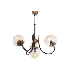 Avonni AV-65217-4BSY Eskitme Siyah Boyalı Metal Cam 58 cm Modern Avize