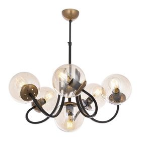 Avonni AV-65217-6BSY Eskitme Siyah Boyalı Metal Cam 60 cm Modern Avize