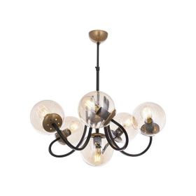 Avonni AV-65217-6BSY Eskitme Siyah Boyalı Metal Cam 60 cm Modern Avize