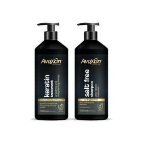 Avoxcin Saç Düzleştirici Kalıcı Keratin Bakımı Brezilya Fönü Arındırıcı 1000 ml Tuzsuz Şampuan