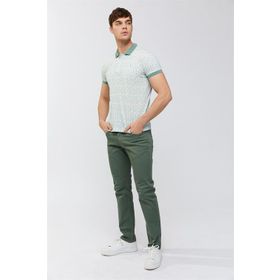 Avva A01Y1015 Haki Polo Yaka Baskılı Erkek T-Shirt