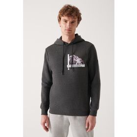 Avva A22Y1250 Antrasit Baskılı Erkek Sweatshirt