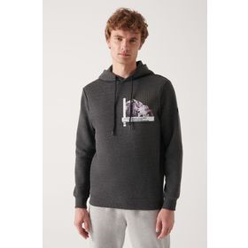 Avva A22Y1250 Antrasit Baskılı Erkek Sweatshirt