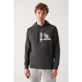 Avva A22Y1250 Antrasit Baskılı Erkek Sweatshirt