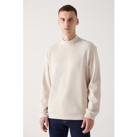 Avva A22Y1272 Erkek Bej Yarım Balıkçı Yaka Soft Touch Sweatshirt