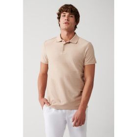 Avva A31Y1128 Vizon %100 Pamuk Jakarlı Polo Yaka Regular Fit T-Shirt