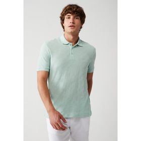 Avva A31Y1194 Mint Yeşil Polo Yaka Fermuarlı Jakarlı Erkek T-Shirt