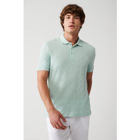 Avva A31Y1194 Mint Yeşil Polo Yaka Fermuarlı Jakarlı Erkek T-Shirt