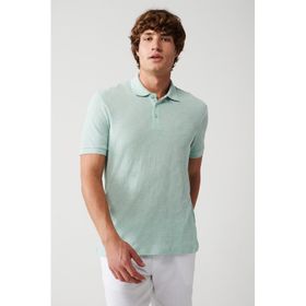 Avva A31Y1194 Mint Yeşil Polo Yaka Fermuarlı Jakarlı Erkek T-Shirt