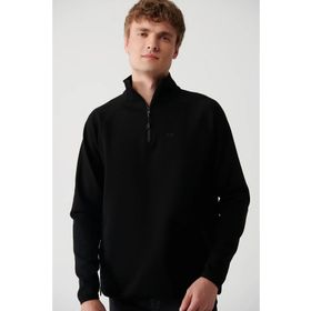 Avva A32Y1201 Siyah Erkek Fermuarlı Yaka Sweatshirt