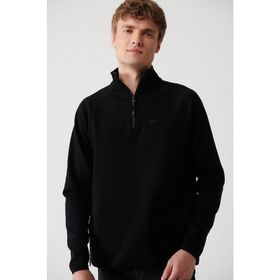 Avva A32Y1201 Siyah Erkek Fermuarlı Yaka Sweatshirt