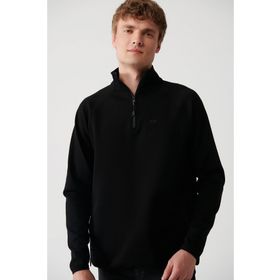 Avva A32Y1201 Siyah Erkek Fermuarlı Yaka Sweatshirt