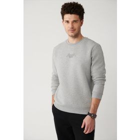 Avva A32Y1273 Gri Erkek Bisiklet Yaka Sweatshirt