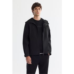 Avva A42Y6083 Siyah Kapüşonlu Comfort Fit Erkek Mont