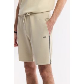 Avva A51Y3602 Regular Fit Bej Beli Lastikli Bağcıklı Soft Touch Örme Erkek Şort