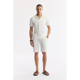 Avva A51Y3617 Regular Fit Ekru Beli Lastikli Bağcıklı Pamuklu Örme Erkek Şort