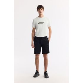 Avva A51Y3631 Regular Fit Siyah Beli Lastikli Bağcıklı Bi-Stretch İnterlok Erkek Şort