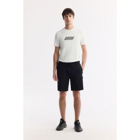 Avva A51Y3631 Regular Fit Siyah Beli Lastikli Bağcıklı Bi-Stretch İnterlok Erkek Şort