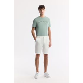 Avva A51Y3730 Erkek Beyaz Yanı Lastikli Gofreli Bi-Stretch Slim Fit Chino Şort