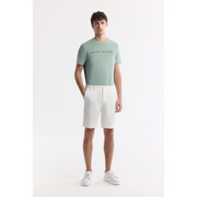 Avva A51Y3730 Erkek Beyaz Yanı Lastikli Gofreli Bi-Stretch Slim Fit Chino Şort
