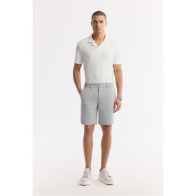 Avva A51Y3730 Erkek Slim Fit Açık Gri Yanı Lastikli Gofreli Bi-Stretch Chino Şort
